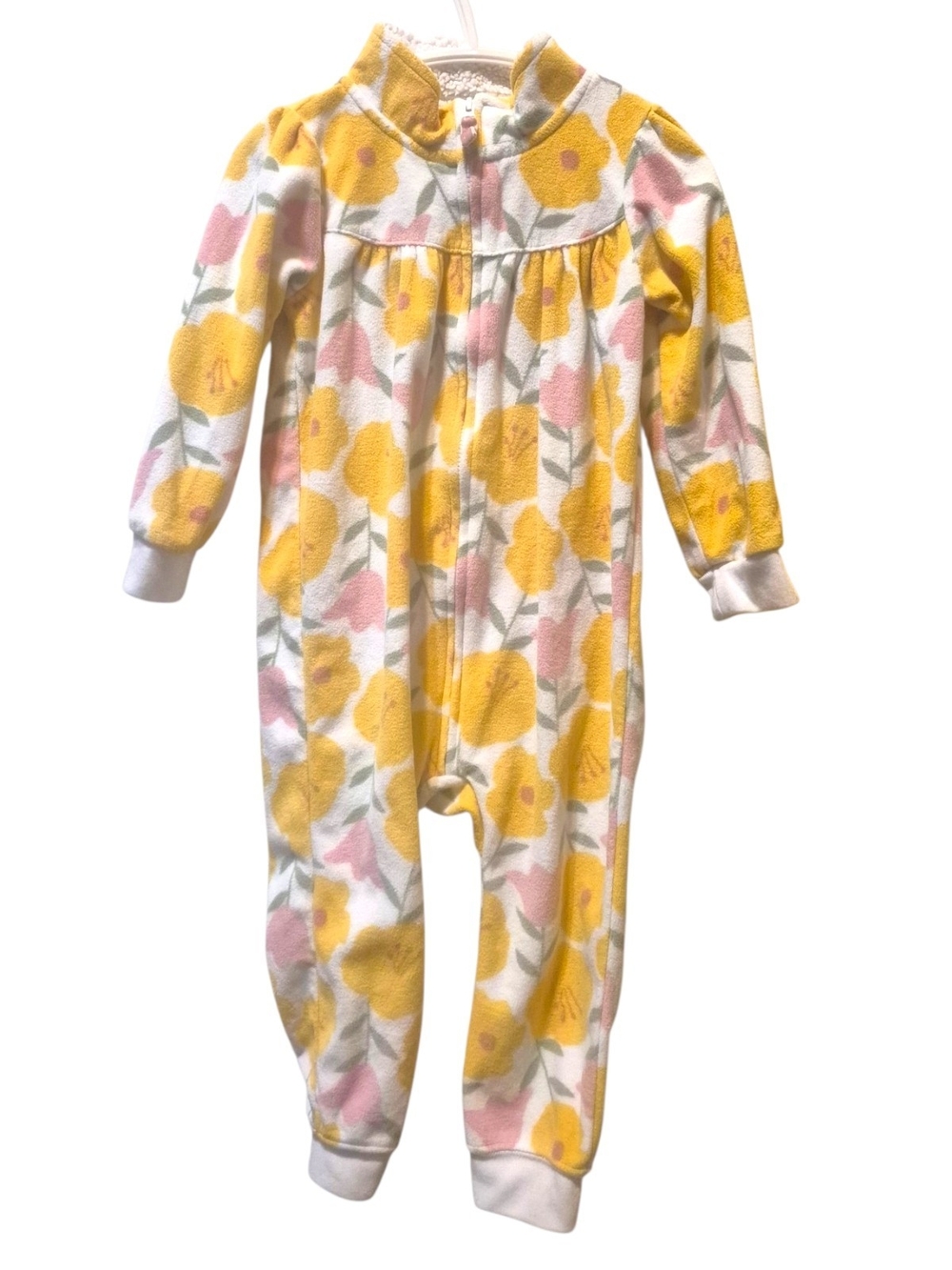 Carter's Yellow & Pink Floral Zip Fleece One-Piece